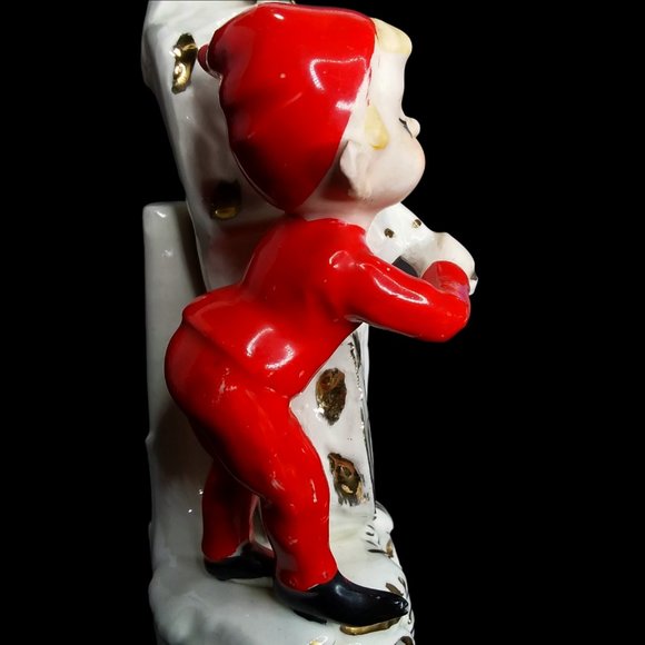Vtg 1956 Lipper & Mann Red Pixie Elf Playing Violin Cello Musical Figurine Japan - Picture 10 of 13